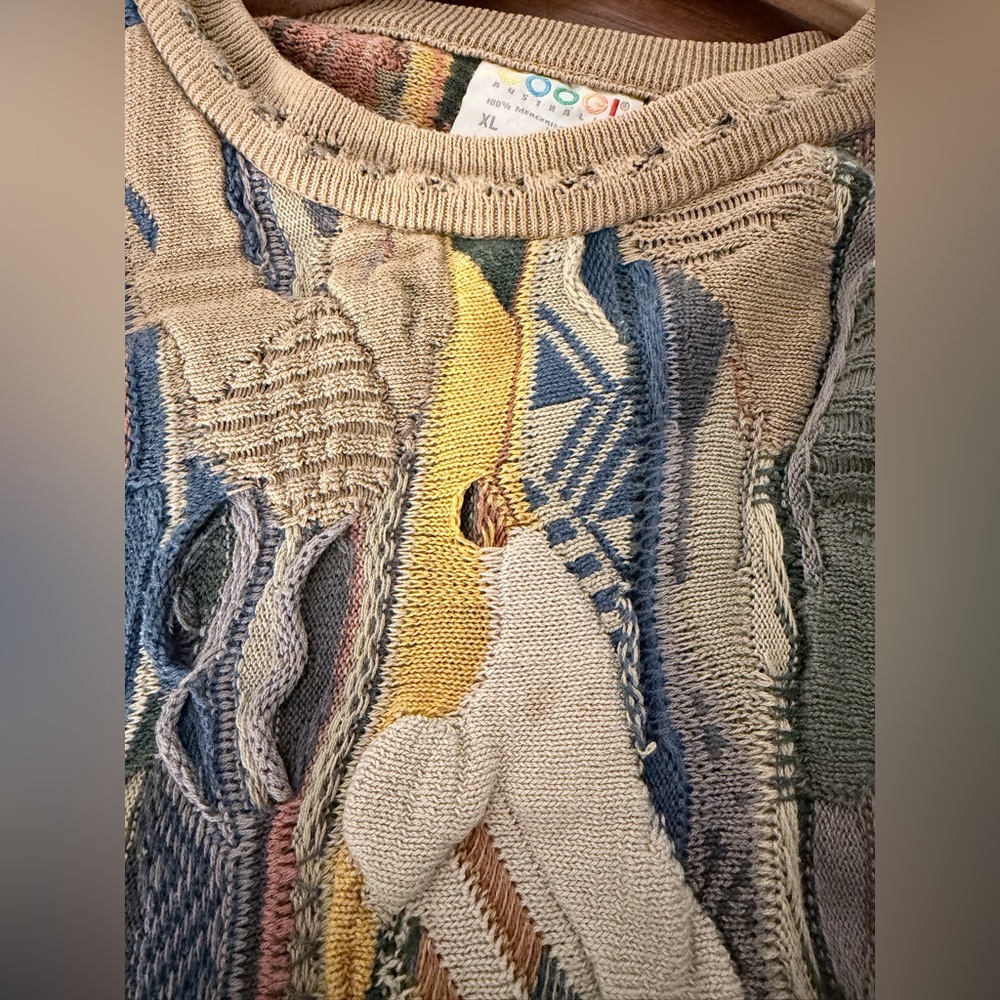 Coogi Australia Crewneck Sweater 3D knit multicolor vintage XL - Picture 7 of 7